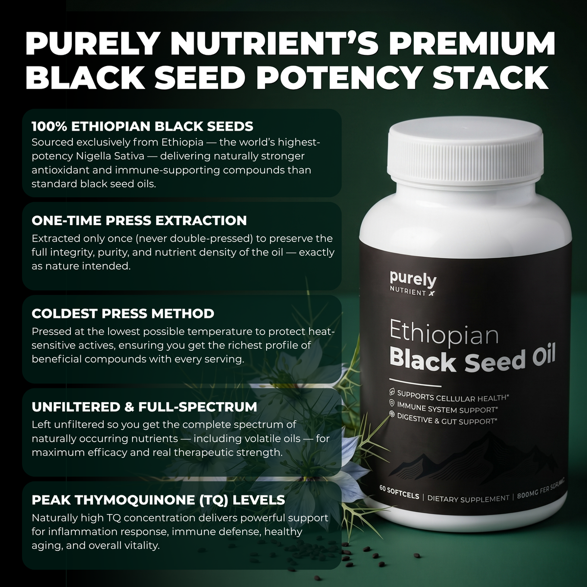 Purely Nutrient Ethiopian Black Seed Oil