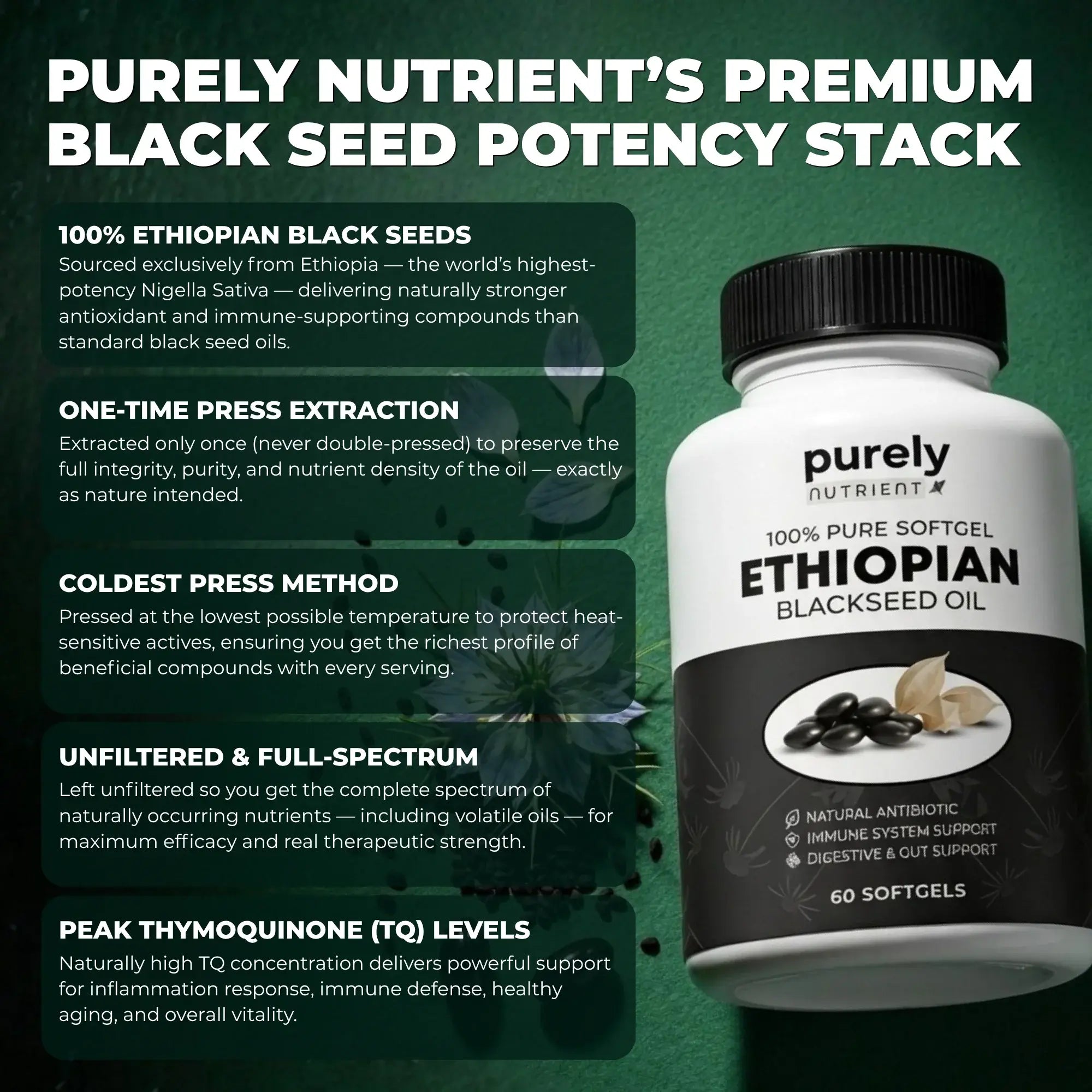 Purely Nutrient Ethiopian Black Seed Oil